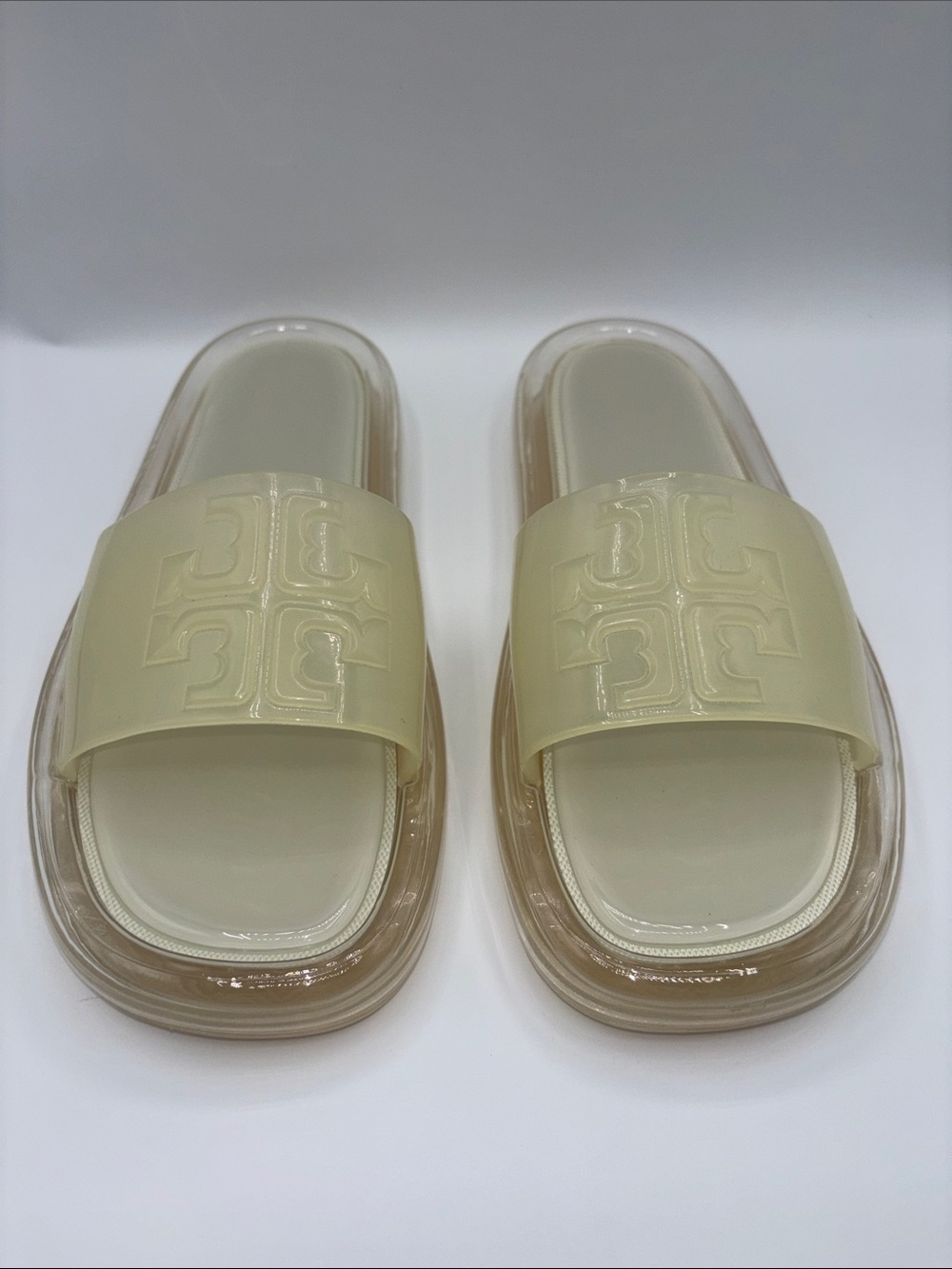 Tory Burch Cream/Clear Jelly Slide Sandals